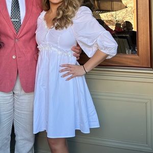 White dress size small with flowers , babydoll look